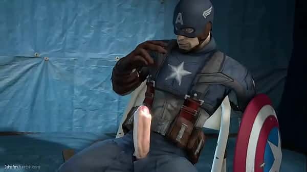 Captain america stroke his big white cock adult gay comic