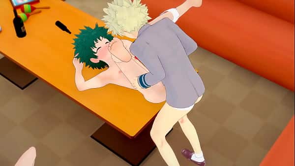 My Hero Academia Yaoi Bakugou fucks Deku in a karaoke while Uraraka look gay porn comic