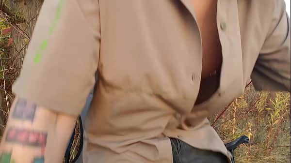 Playing with Big Dildo, Intense Anal in Risky Spot Outdoors and in Public