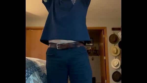 Dad strips, gets hard and cums
