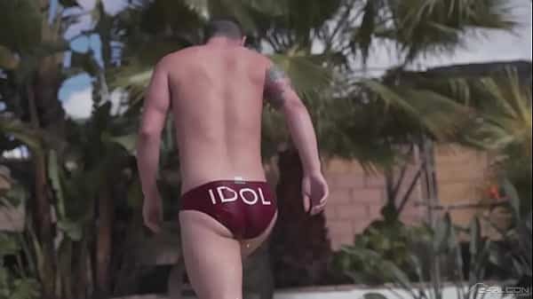 Hot studs enjoys sweaty bareback pool day
