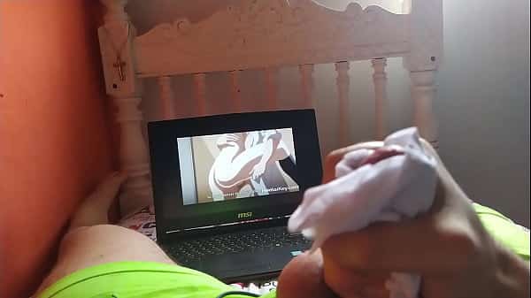 Kaneki masturbates watching hentai