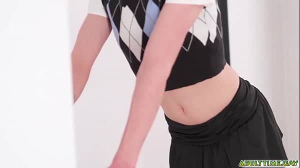 Femboy tutor Tootsy gagging on student Leo Louis cock and loves it letting him have his way with him even more