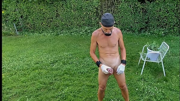naked slave pig exposed sounding and masturbate with nettle, punished for jerk off, BDSM CBT