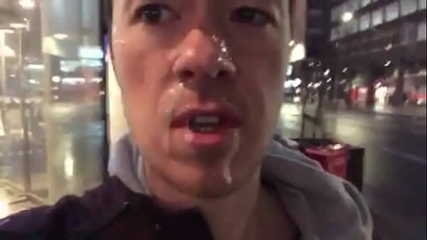 Risky public facial and cum walk!