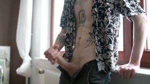 Edging Myself at the Window – Loud Moaning Orgasm with Huge Cumshot