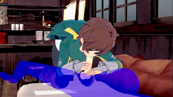 KonoSuba Yaoi – Kazuma blowjob with cum in his mouth – Japanese Asian Manga anime game porn gay